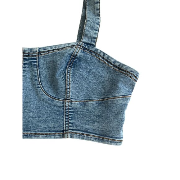 LOVE TRENDS Denim Crop Tank Top Size Medium NEW NWT - Picture 7 of 8